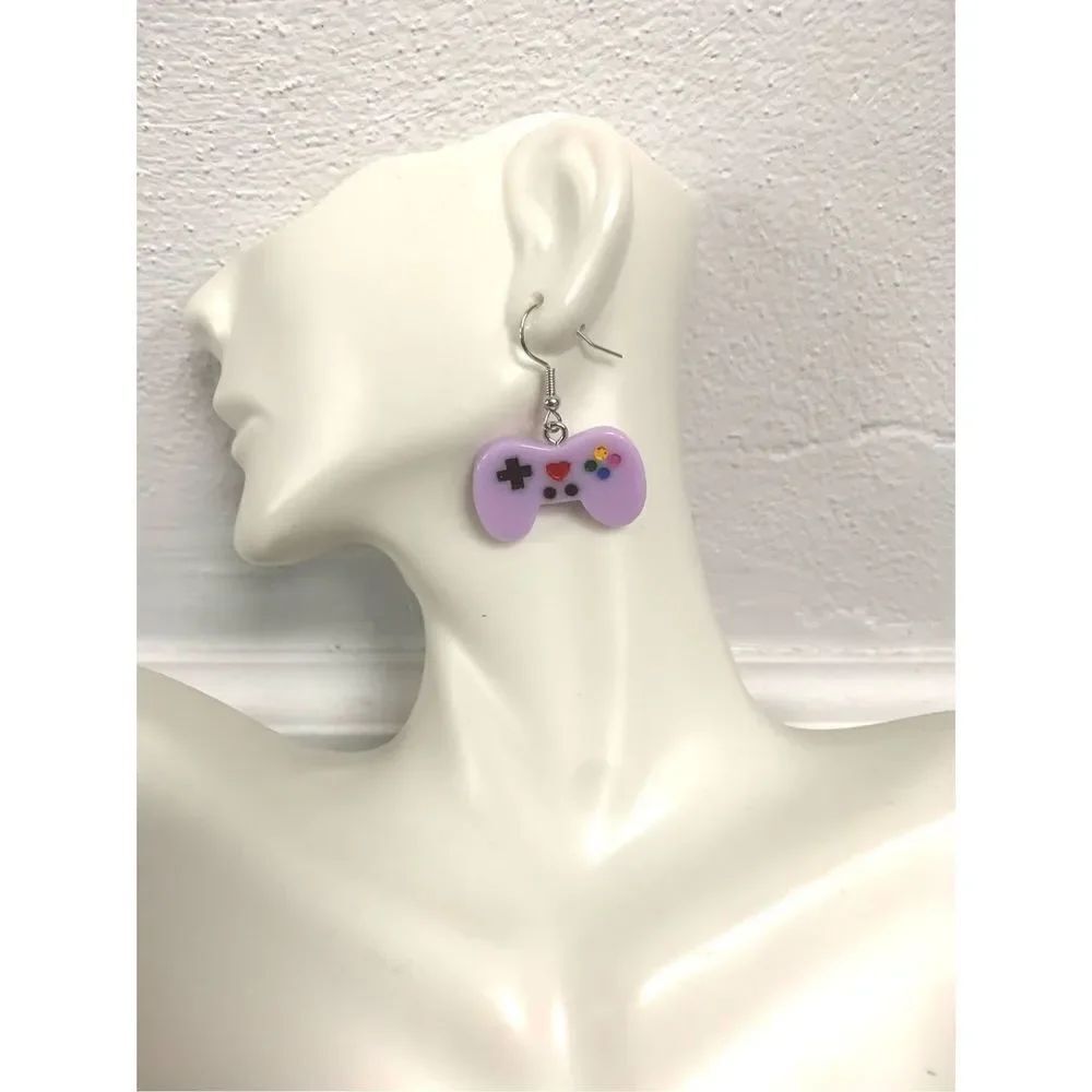Purple Game Controller Earrings